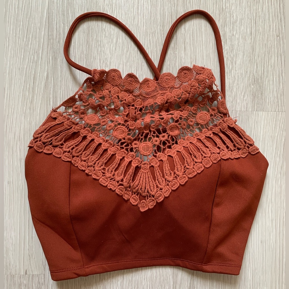 Forever21 crochet halter top with tie